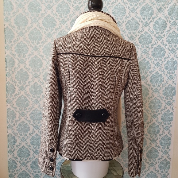 Cropped Peacoat Brown Pea Coat by Miroa Medium Med - Picture 4 of 6